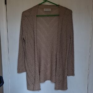 Beige Open-Front Cardigan